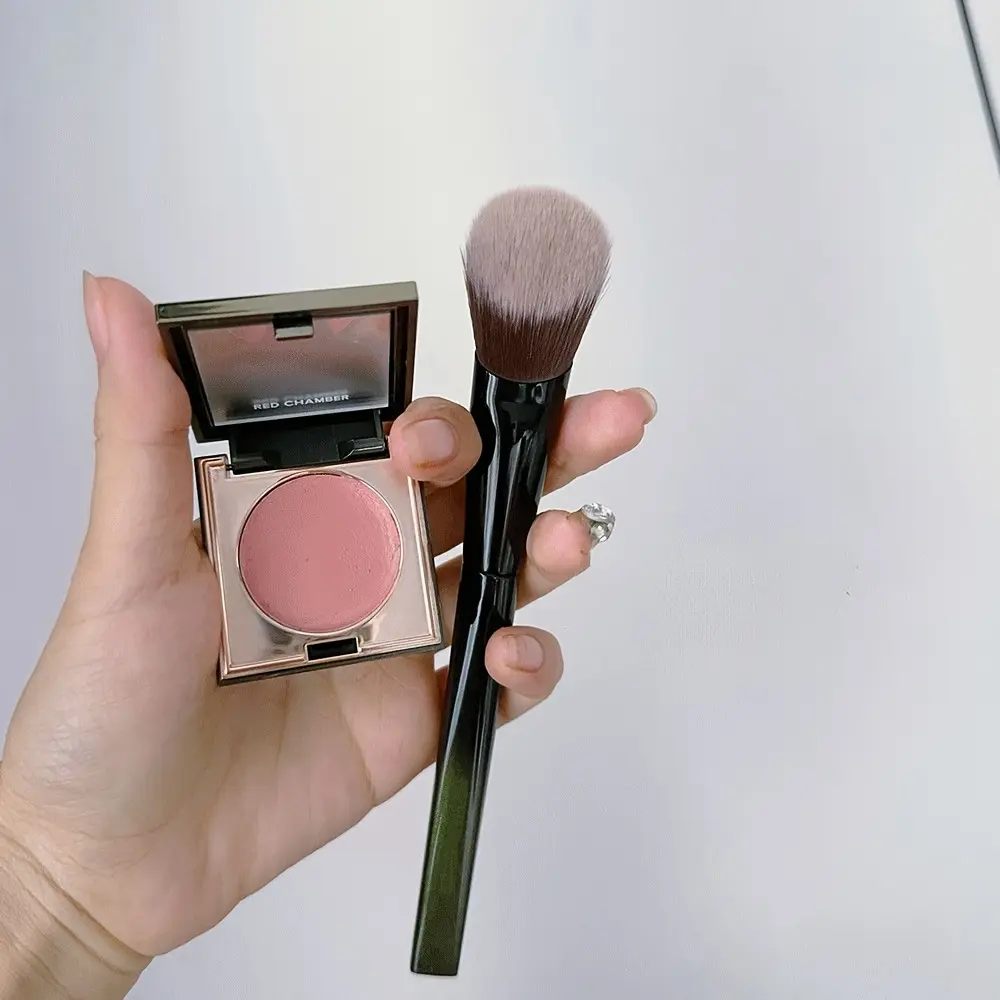 Angled Blush and Highlighter Makeup Brush with Soft Nylon Bristles, Professional Tool with ABS Plastic Handle for a Natural Look