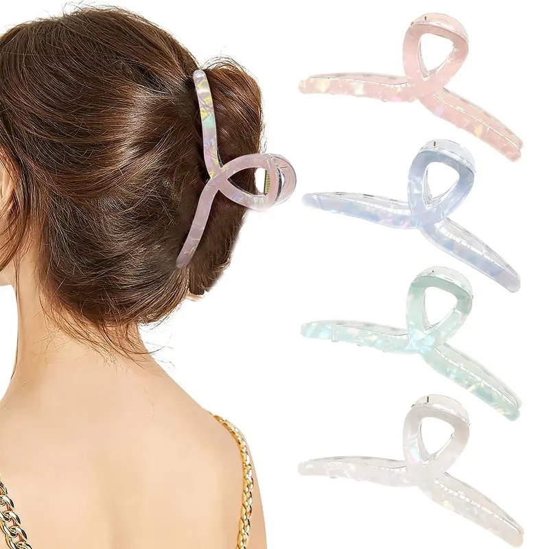 AWAYTR 4 Pack Mermaid Color Elegant Hair Claw Clips Nonslip  display picture 3