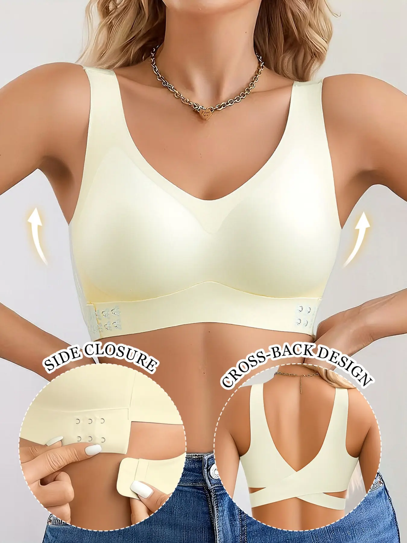 Women's Cross Back Strapless Seamless Bralette, Simple Fashion Ootd Innerwear, No Underwire V-Neck Bra, Ideal for Daily Commute & Home Fitness,underwear for women,bra