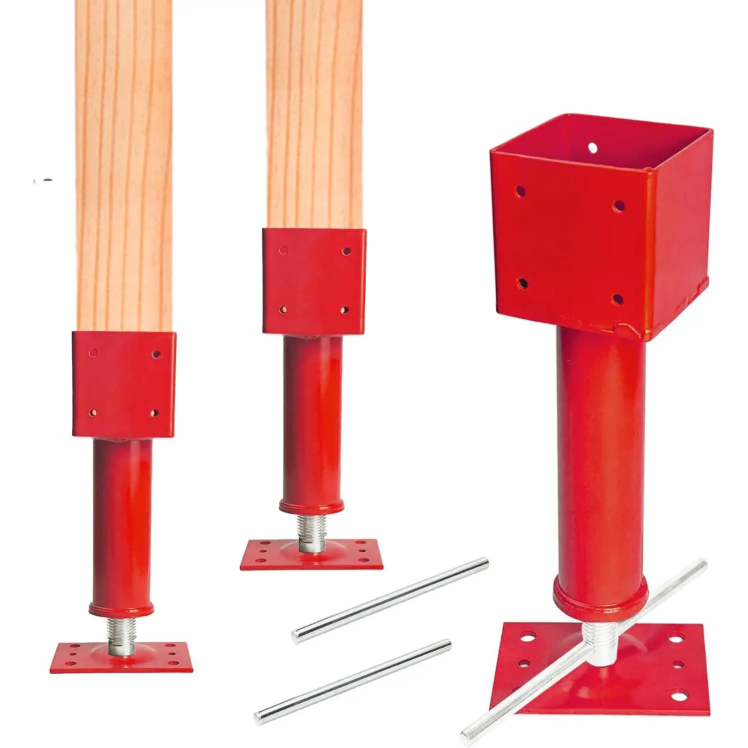 Adjustable Screw Jacks, 4" x 4" Screw Jack  House Jacks for Leveling | 13.2" - 18.7" Height Range, 24700 lbs Load Capacity, Lifting Floor Crawlspace Basement Shore Beam Jack, 2 Pack