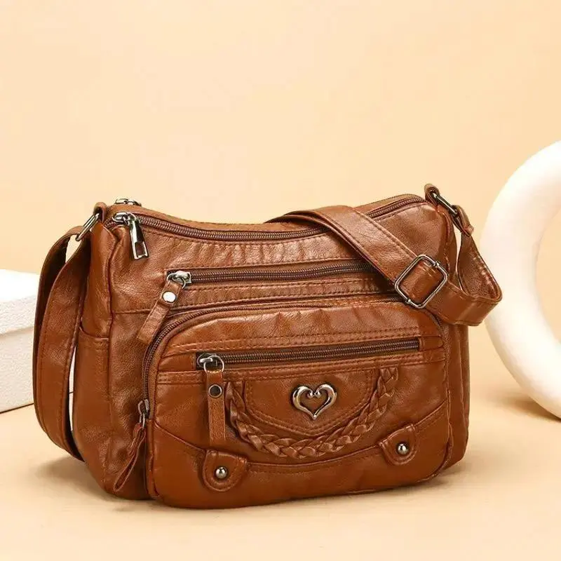 Women's Genuine Leather Crossbody Shoulder Purse - Fashion Crossbody Purse, Fashionable Patterned Heart Bag, Spacious Multi-Pocket for Daily Wear & Travel (Sports & Outdoor Sun Protective Accessory), Crossbody Shoulder Purses