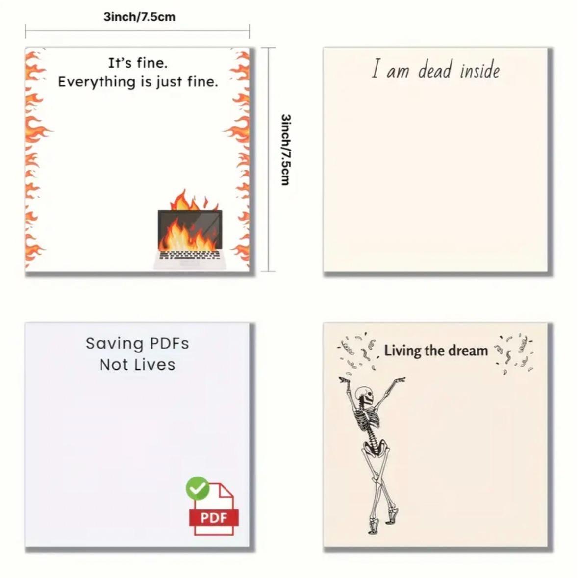 Retro Computer Pattern Sticky Note, 3 Counts/pack 3x3 Inch Creative Office Sticky Note, School Notepad for Students and Teachers, Office Supplies