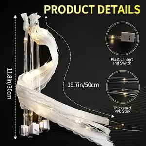 30Pack, LED Light Up Fairy Wands - Luminous Silk Ribbon, Wedding Bell Decorations, Wedding Sparklers, Birthday Party Essentials, Party And Wedding Decorations, Great For Weddings, New Year, Carnival, Concerts, Birthdays, Chrismate Decoration