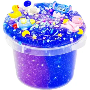 Big Bucket Premade Blue and Purple Galaxy Slime, Stretchy Non-Sticky, Sensory and Tactile Stimulation, Educational Game, Idea Stocking Stuffers Birthday Gifts Party Favors for Boys and Girls