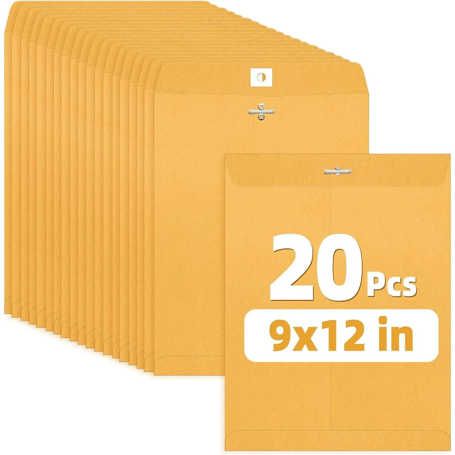 9"x12" Brown Kraft Envelopes with Clasp Closure, 28 lb Paper Mailing Envelopes, 20 Count, Great for Filing, Storing or Mailing Documents