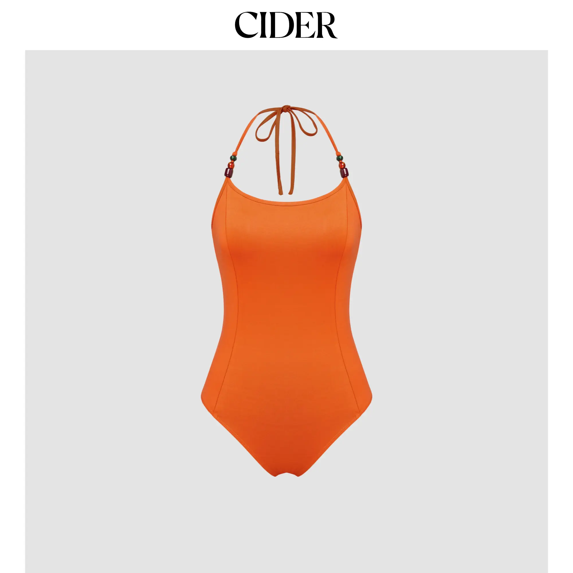 Cider [size 2-10] Halter Solid Backless Beaded Bodysuit SummerFinds
