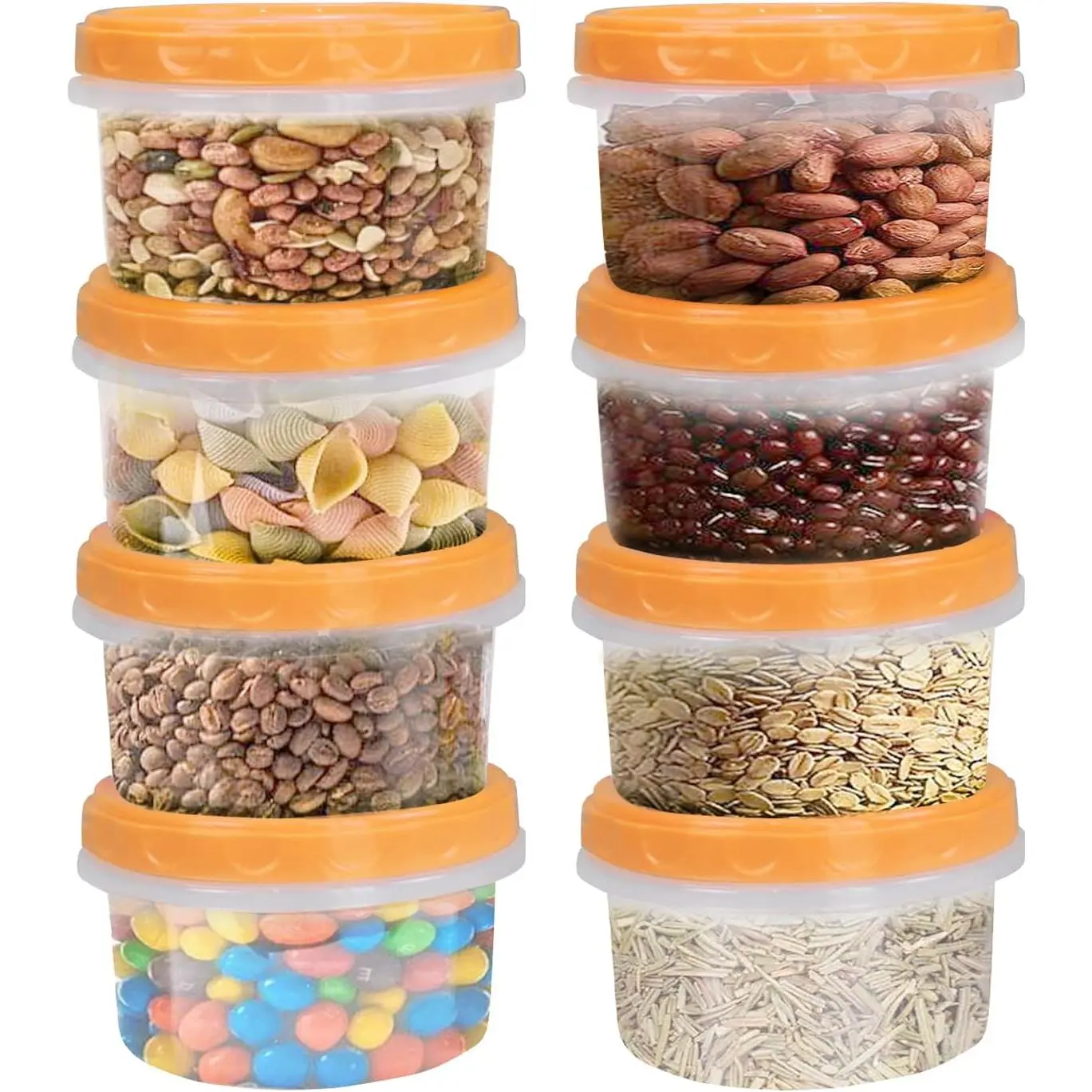[8Pack]8Ounce reuseable small plastic freezer storage container jars,Yellow | [with screw lid for  snacks lunch]