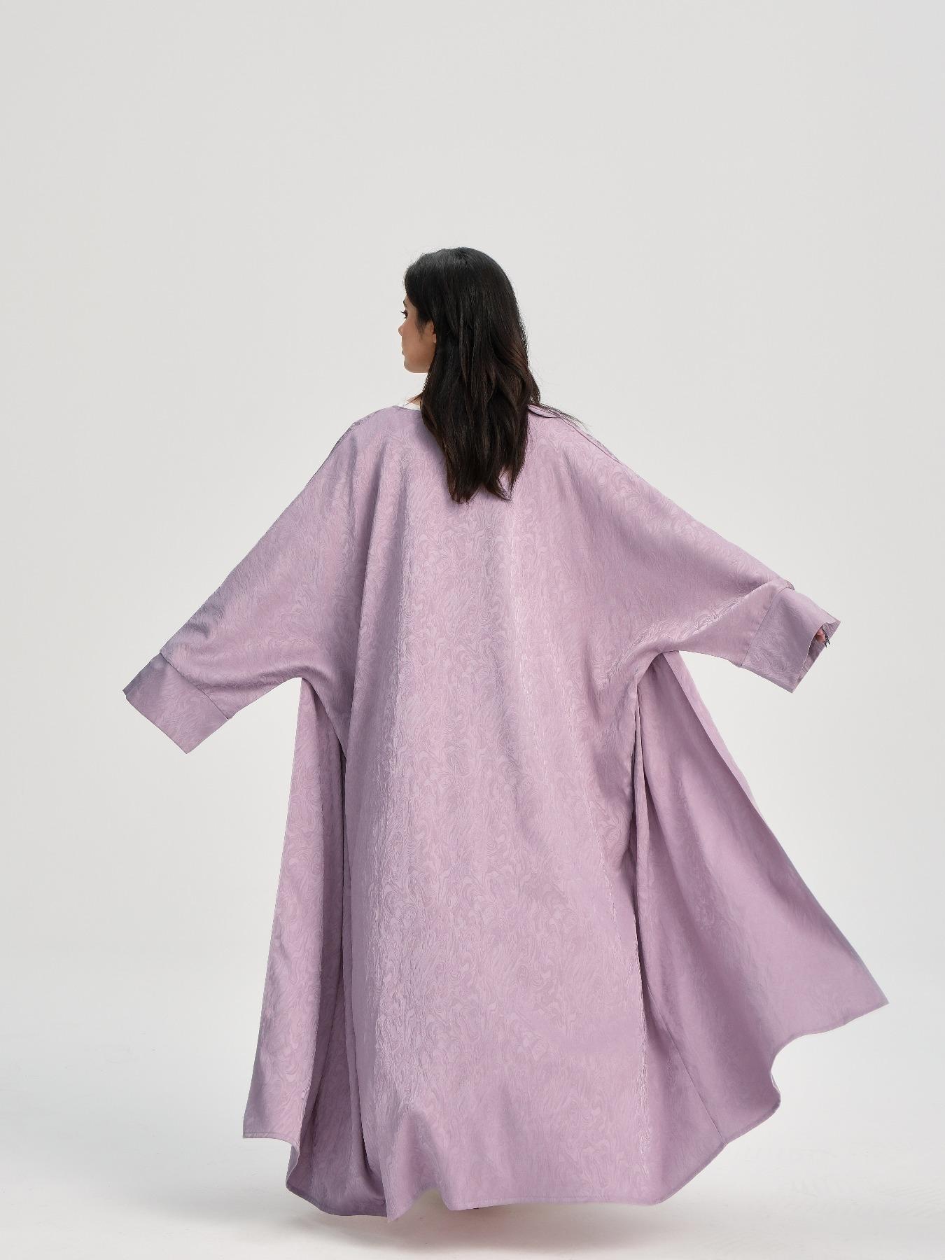 Women's Jacquard Split Sleeve Abaya Casual Cardigan, Modest V Neck Long Sleeve Open Front Abaya Dress for Daily Wear, Women's Islamic Clothing for All Seasons