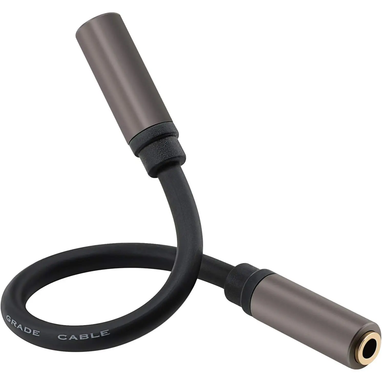 3.5mm Female to Female Adapter  TRS Stereo Audio AUX Connector Cod for Headphones, , HiFi - 15cm/6inch (Coffee)