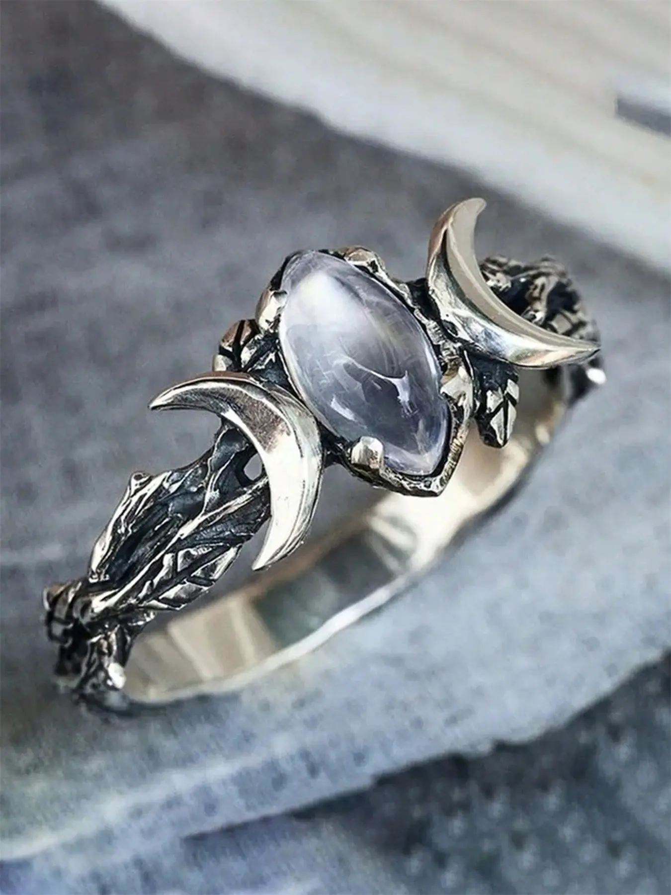 1 Pc Fashion Faux Moonstone Ring Beautiful Rings Elegant Fashion Rings For Women For Anniversary Party Jewelry Valentine's Day Gift