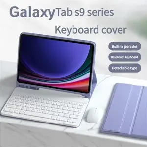 Lightweight Detachable Wireless Keyboard Case for Galaxy S6 Lite A9 Plus S9 Fe, Auto Wake Sleep, USB Charging Cover