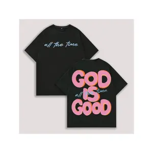 Unisex Men's & Women's Oversized T-Shirt GOD IS GOOD Double-Sided Graphic Print Retro Vintage Streetwear Loose Fit Round Neck Short Sleeve 100% Cotton