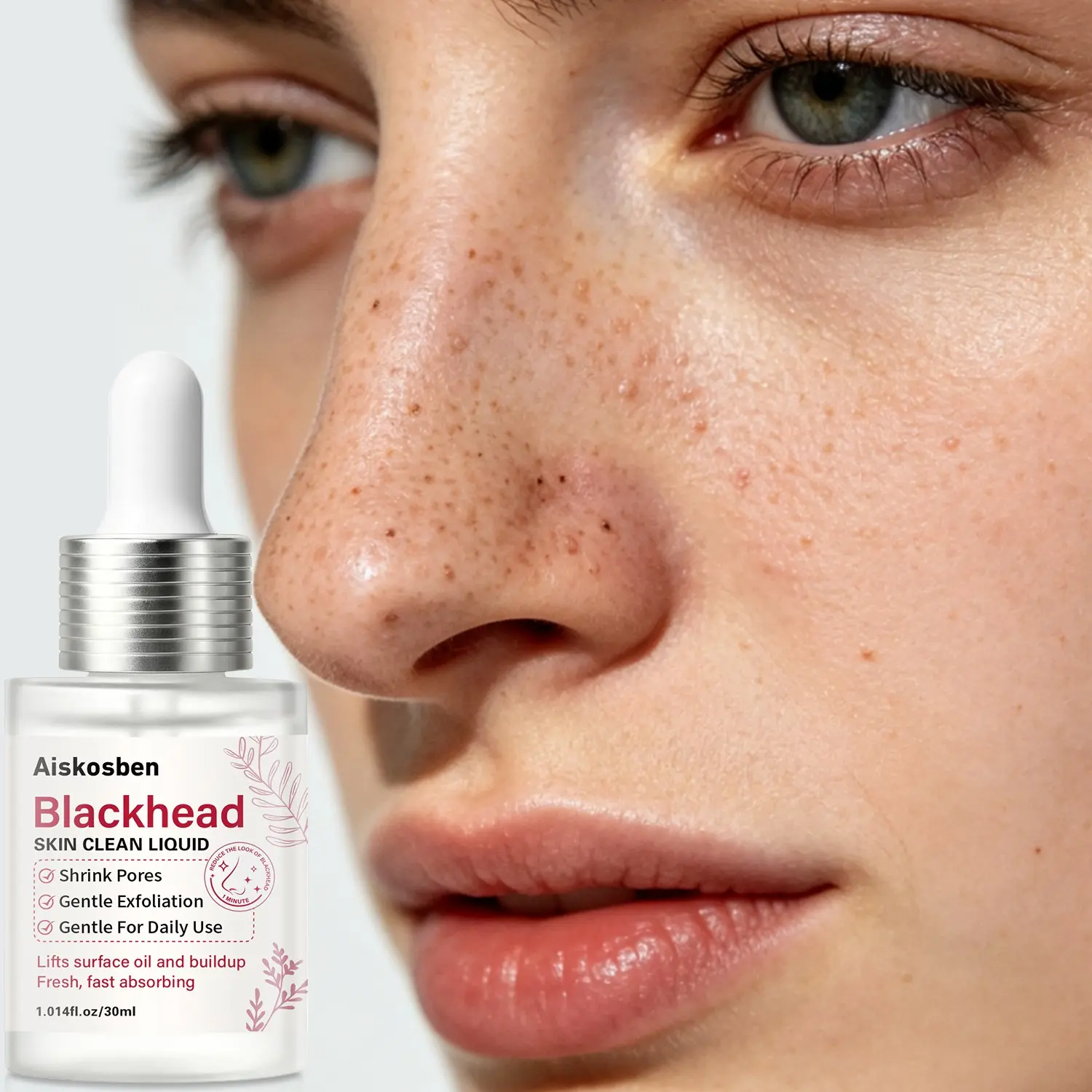 30ml Gentle Blackhead Cleansing Serum, Daily Exfoliating Pore Refining Liquid for Oily Skin, Improves Appearance of Blackheads & Blemishes, Multi-Nourishing Unisex Facial Essence
