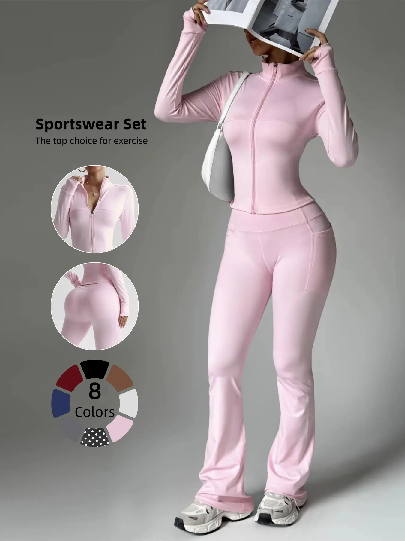 Women's High-End Fitness Set, Slimming Yoga, Sporty Fitted Jacket + High-Waisted Pants, All Seasons, Multiple Colors Available