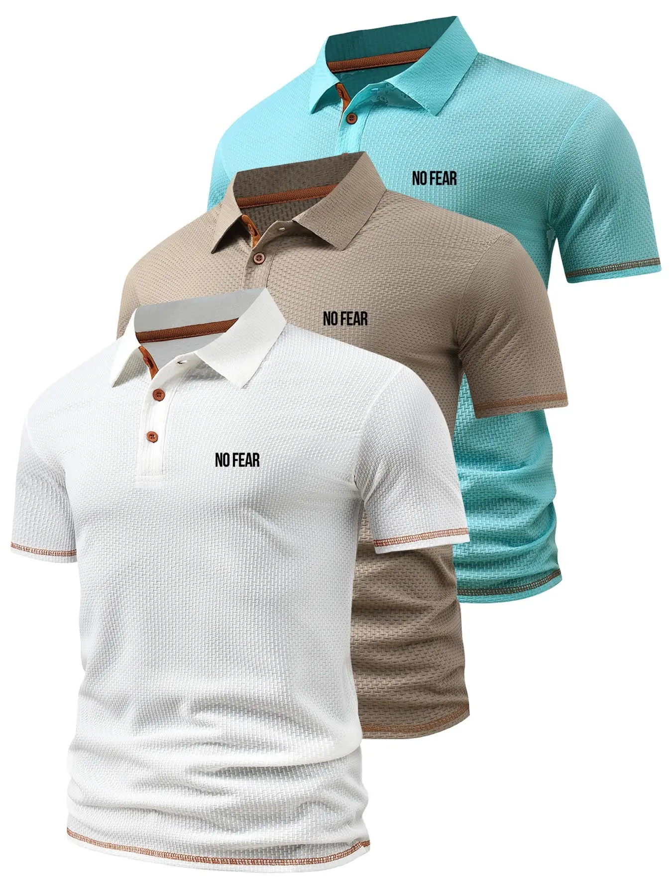 3pc Men's Business Casual Short Sleeve T-Shirts, Comfortable Classic Colorblock Matching Polo Set, Summer Slim-Fit Top, Trendy Collared Shirts