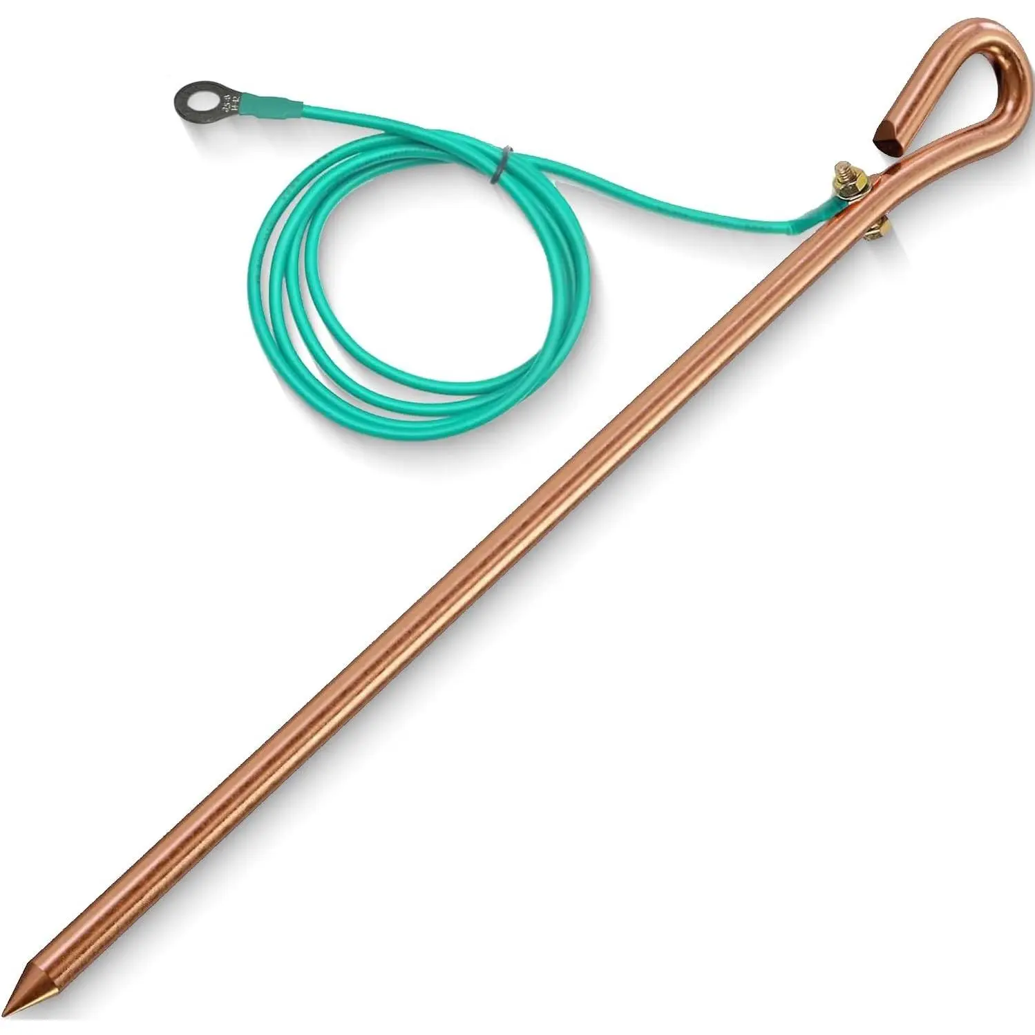 Generator grounding kit with 6ft Female Ground Cord,grounding rod for generator,Grounding Wire with Crocodile Clip for Electric Fences,Antennas (17.4 inch Ground Rod + 6.2ft Lugs Wire)