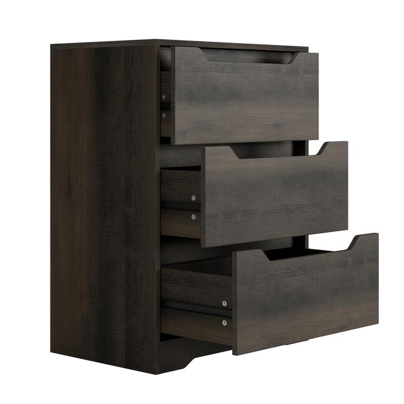 HOSTACK Modern 3 Drawer Dresser, Wood Chest of Drawers with Storage, Tall Nightstand with Cut-Out Handles, Accent Storage Cabinet for Living Room, Entryway