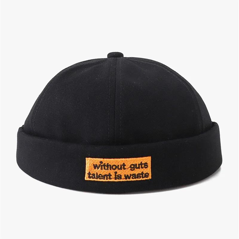 Classic Letter Embroidery Docker Brimless Cap Hat Retro Street Style Spring Summer Outdoor Unisex Adjustable Skullcap Gorras Y2K