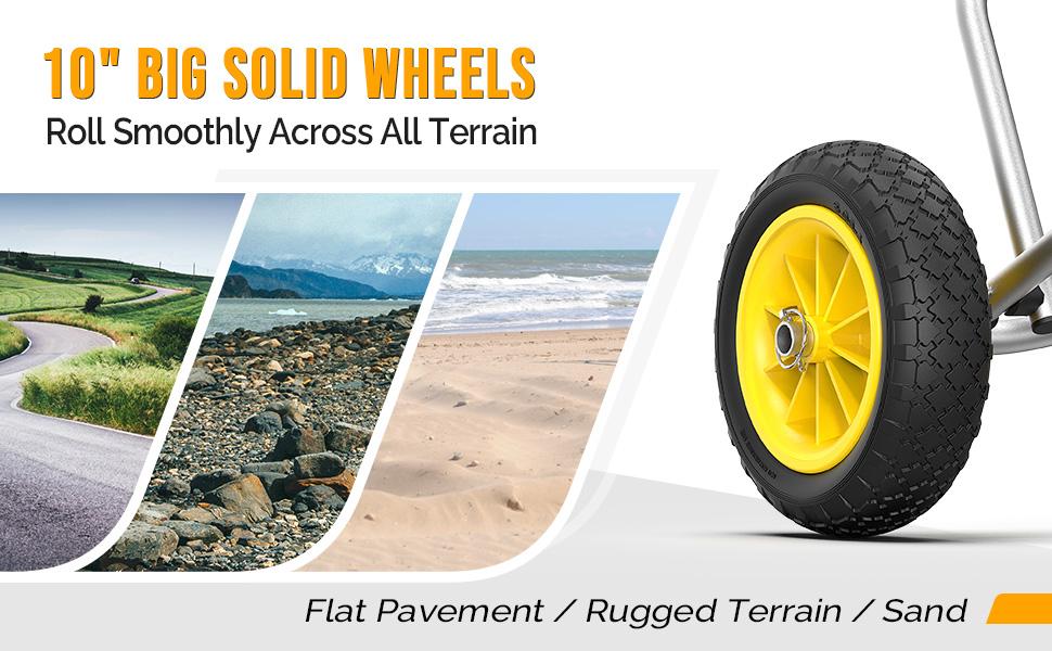 Kayak Cart Canoe Dolly Fishing Kayak Accessories Carrier Foldable Paddle Board Trolley Boat Trailer Transport with NO-Flat Airless Tires Wheels and 2 Ratchet Straps