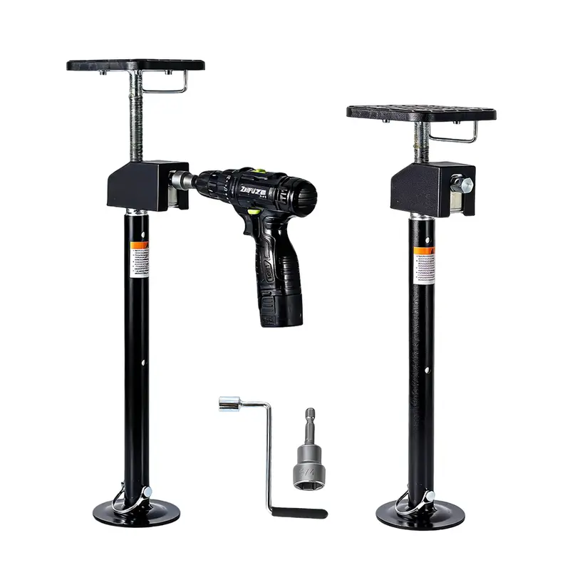 GARVEE Adjustable RV Slide-Out Support Jacks – 10,000 lb Capacity, Quick-Lift Flat-Top Design, Hand Crank & Drill-Compatible, for Camper Leveling & Stabilization – 2-Piece Set