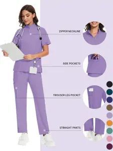 Summer Scrubs for Women | Top and Pant Set for Beauty Salons, Spas, Pet Hospitals, and Senior Care Professionals