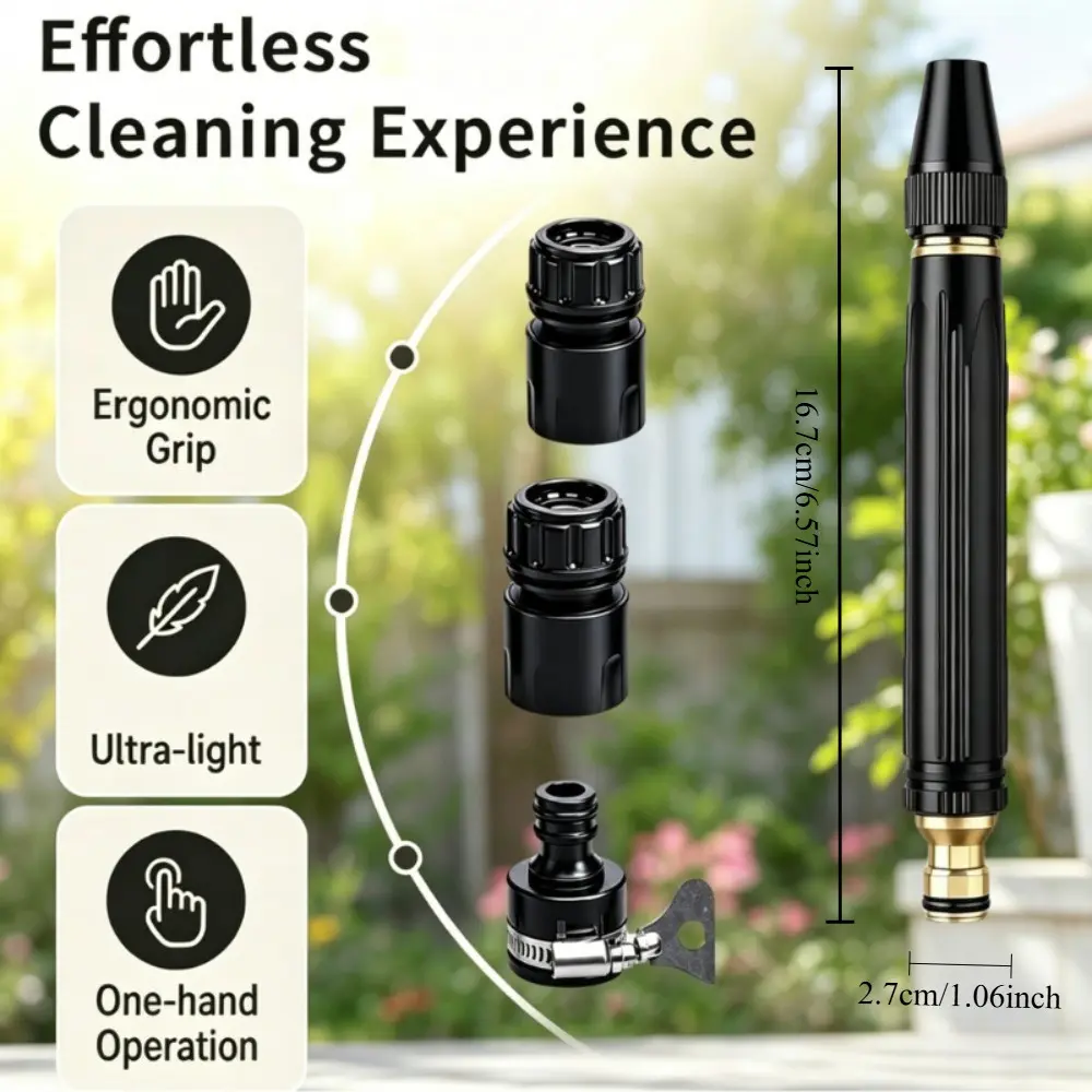 Heavy Duty Adjustable High Pressure Hose Nozzle Sprayer Wand Multi Mode Water Spray Gun with Quick Connect Adapters Durable Metal for Garden Watering Vehicle Washing Pet Showering Yard Patio Cleaning Irrigation