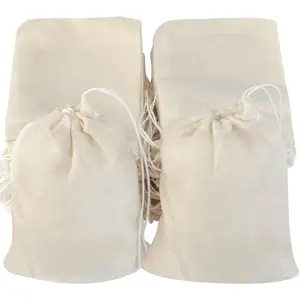 Cotton Drawstring Bags, Reusable Muslin Bag Natural Cotton Bags with Drawstring Produce Bag Bulk Gift Bag Jewelry Pouch for Party Wedding Home Storage, Natural Color (3 by 4 Inches)