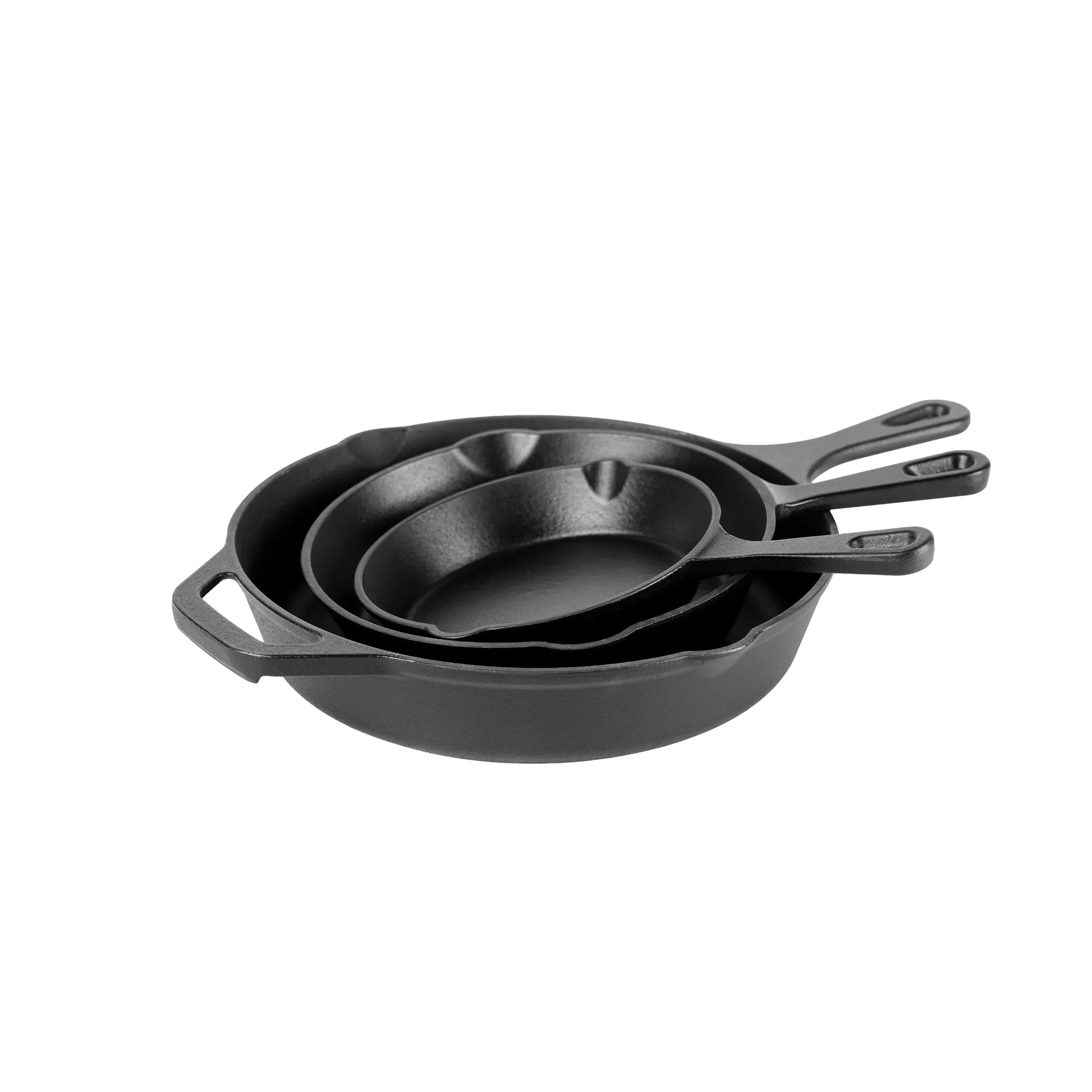 3pcs Cast Iron Frying Pans, Non-Stick Multi-Functional Cookware, Egg & Steak Pan, Durable & Easy Clean, Ideal for Home, Camping, Parties
