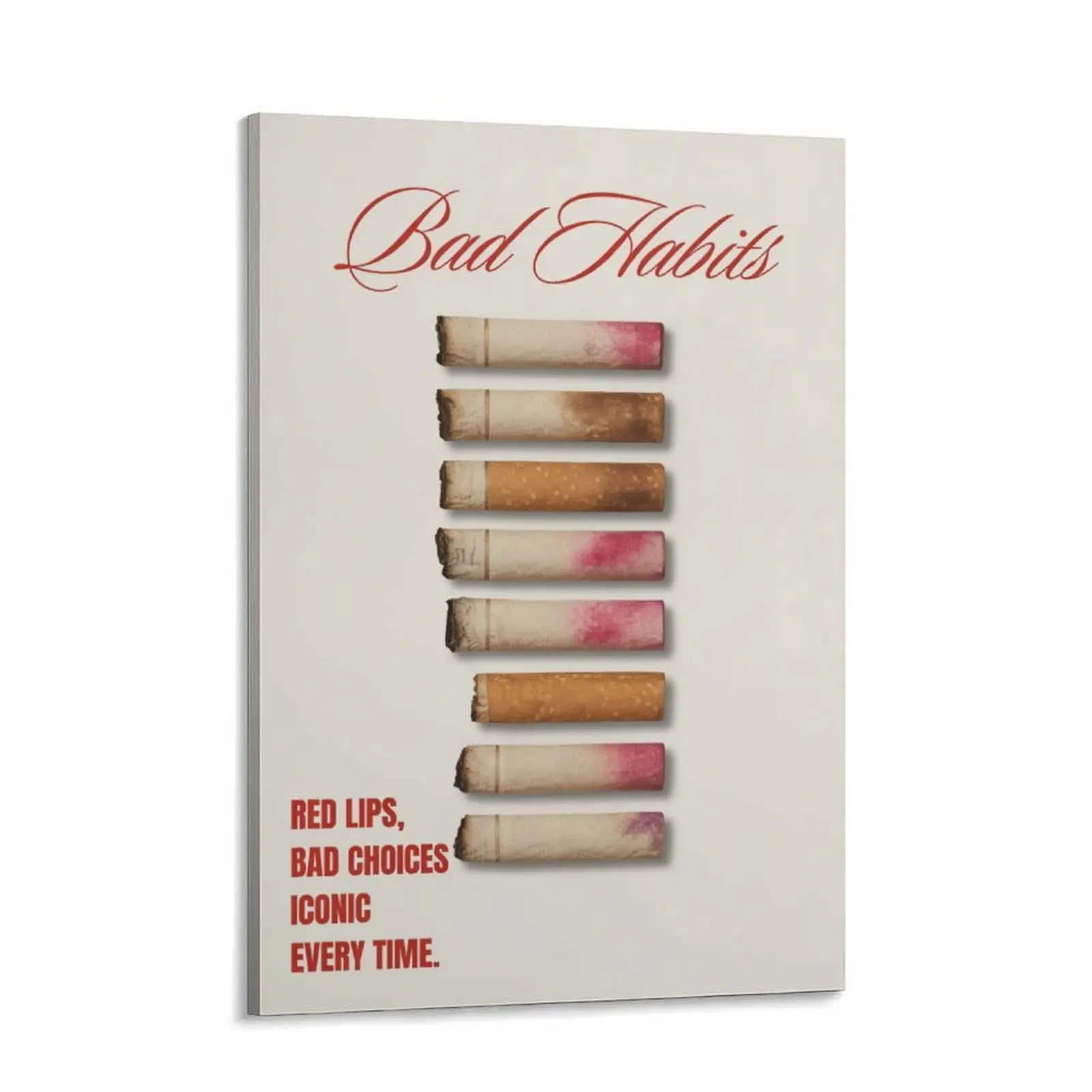 Lipstick Cigarette Butts Poster - Edgy Retro Wall Art