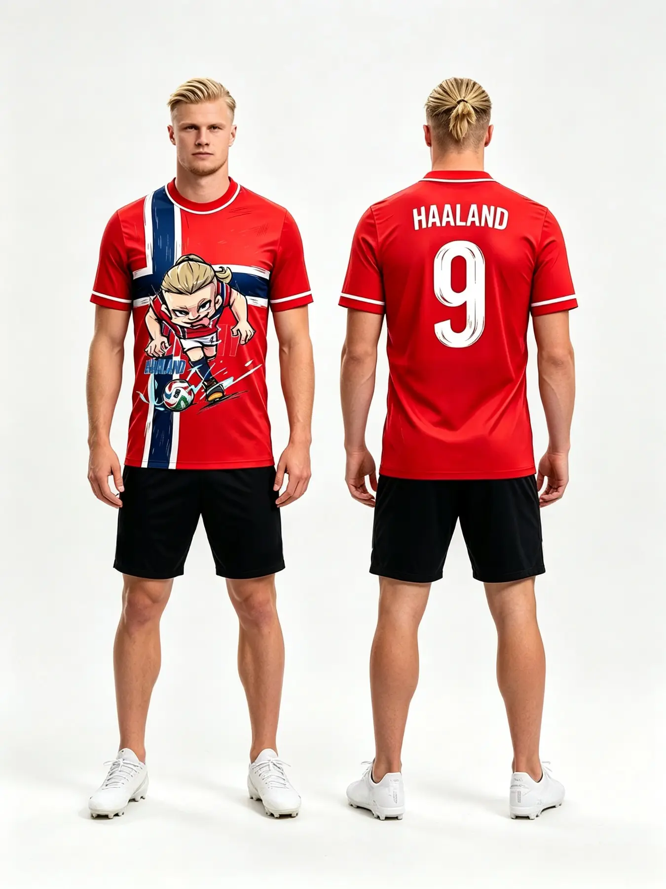 Norway 9 Haaland Football Jersey, Quick-Dry Short Sleeve, Loose Fit Casual T-Shirt, Breathable Sports Top, Fan Gift, Soccer Jerseys