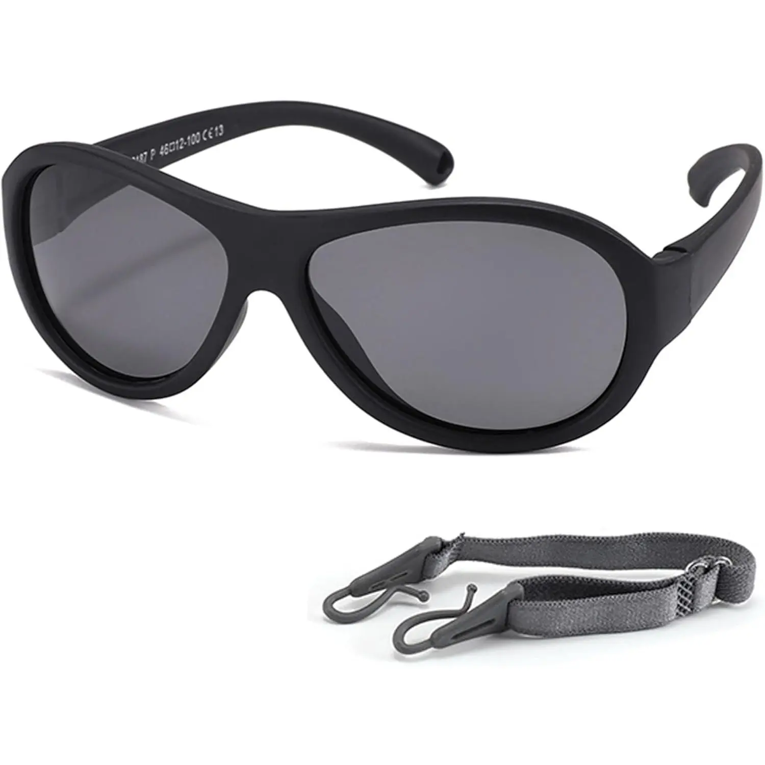 Kids Polarized Aviator Sunglasses Flexible Rubber Glasses Shades with Strap for Baby Boys Girls Age 0-36 Months