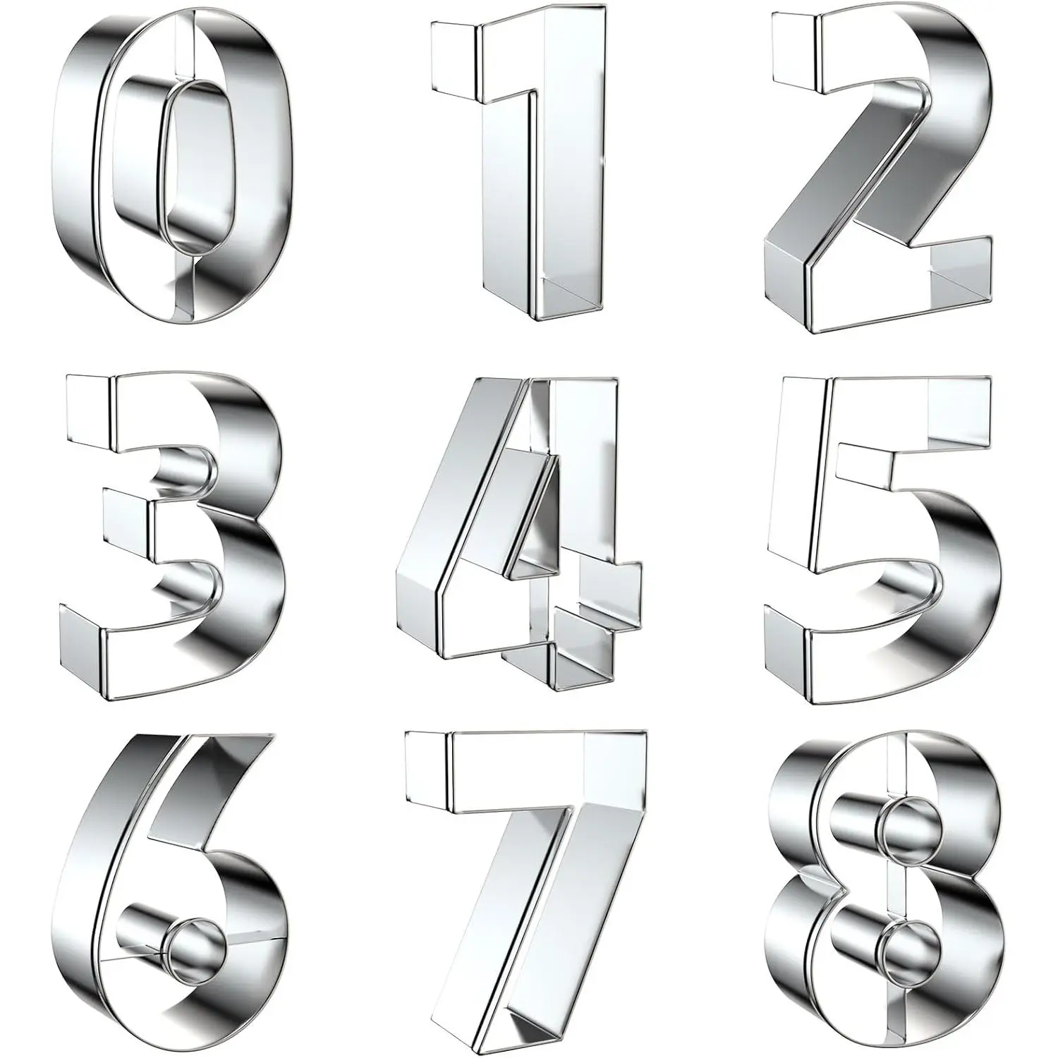 2 Inch Number Cookie  Set - 9 count Small Numbers #0#1#2#3#4#5#6 (#9) #7#8 Shapes Mold - Stainless Steel