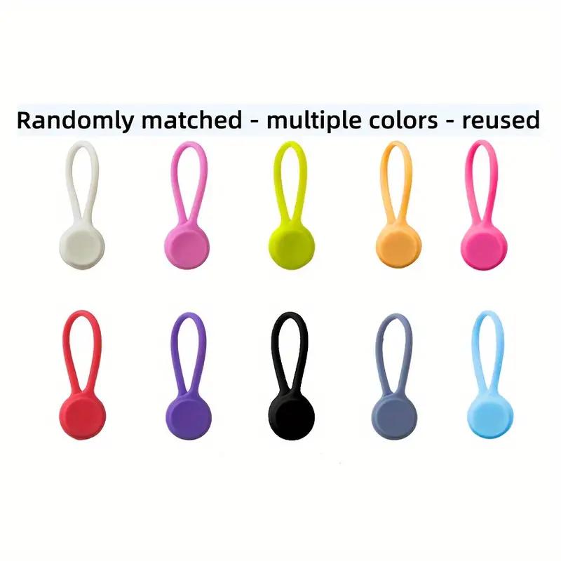 Random Color Magnetic Cord Organizer, 10pcs Reusable Silicone Twist Tie Cable Management for Bundling and Organizing Fixed Items, Data Cable Holder, Cable Clip for Home Office, Desk Cable Organizer