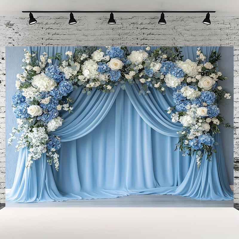 Flower Pattern Wedding Backdrop - Romantic Polyester Backdrop, Wedding Decoration, Birthday Party, Photo Props Background Cloth, Banners, Perfect for Gifts, Dorm & Party Wall Decor