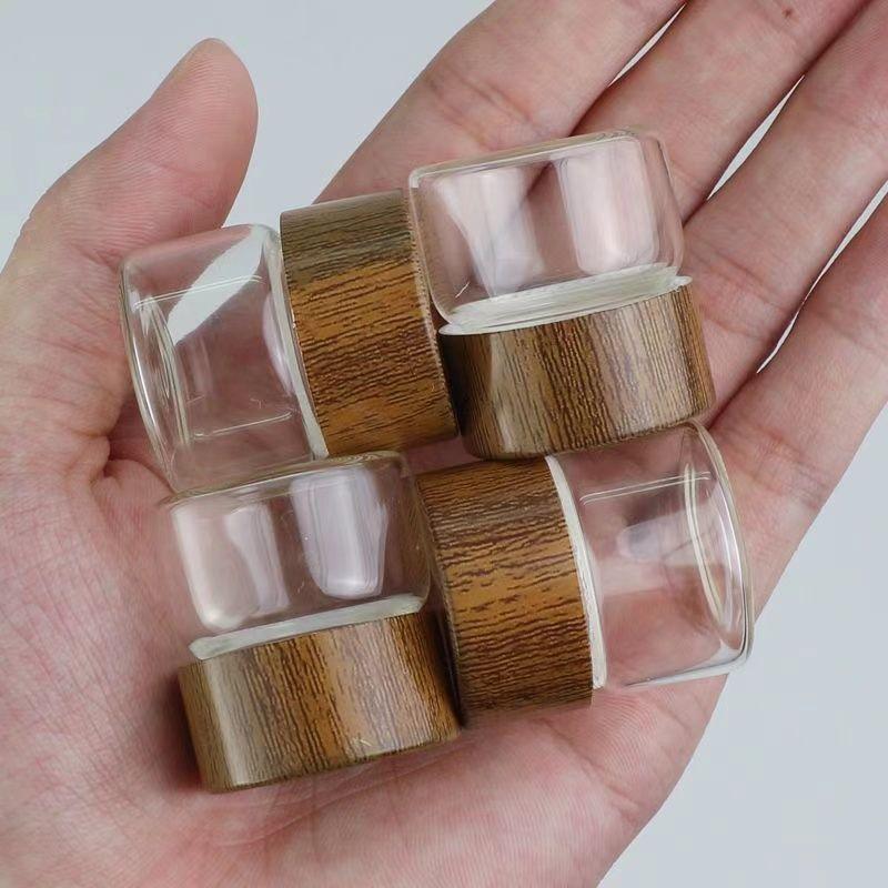 Portable Mini Glass Storage Bottle, 2/4 Counts Wooden Lid Jar, Spice Container, Seasoning Jars Containers for Travel, Picnic, Camping, Kitchen, Organiser