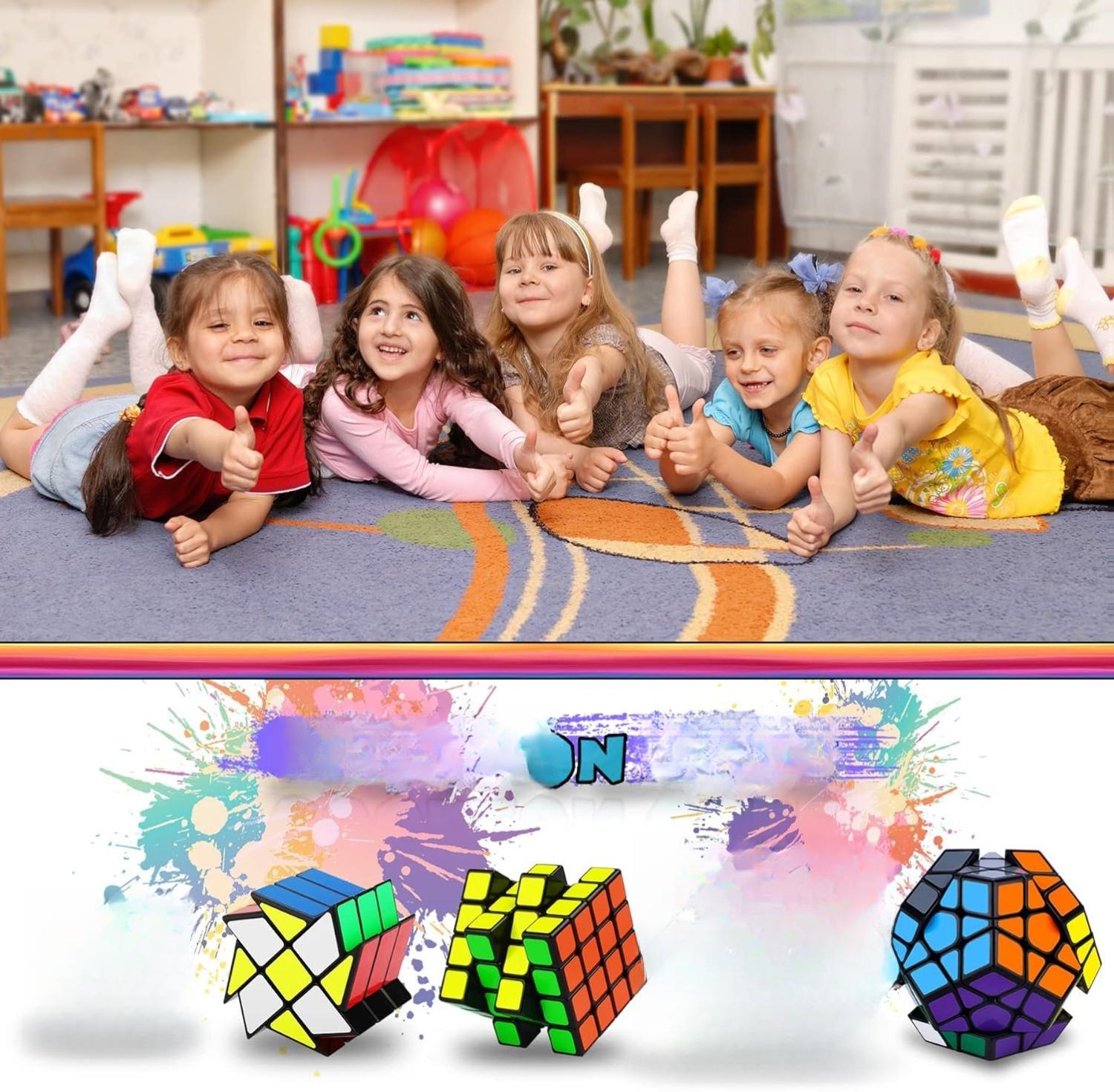 THE WELL KEPT Speed Cube Set, Puzzle Cube, Magic Cube 2x2 4x4 Pyraminx Pyramid Megaminx Fenghuolun Puzzle Cube Toy Gift for Children Adults, Pack of 5