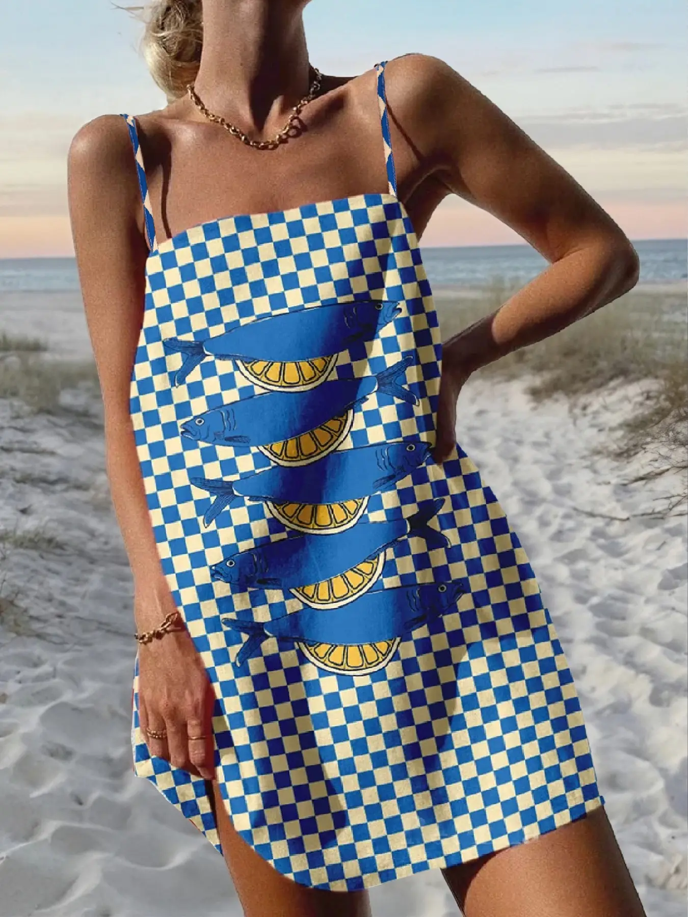 elegant print suspender dress Floral Print Suspender Dress with High Split  Summer Beachwear for Women