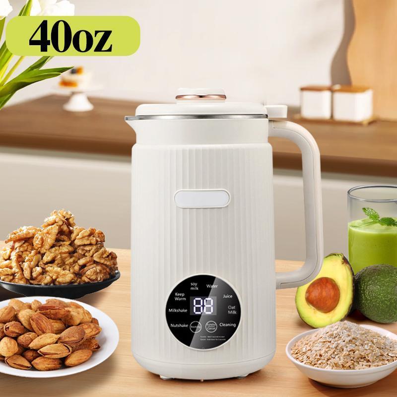 Rapid  Nut Milk Maker,40oz Large Capacity Stainless Steel Automatic 9 in 1 Soy Milk Machine for Homemade,Oat,Plant-Based Milk and Non-Dairy Beverages Almond Cow Milk Machine with Delay Start,Self Cleaning