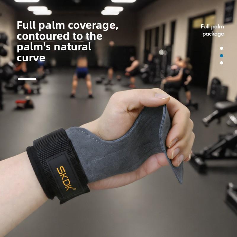 Cowhide power belt deadlift pull-up palm guard fitness horizontal bar anti-skid equipment sports wrist guard men