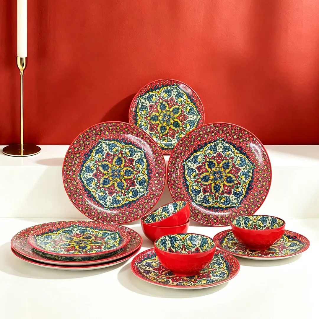 12-Piece Durable Dinner Set, Microwave & Dishwasher Safe, Reusable Tableware, Ideal for Camping, Moving Gifts, Family Gatherings