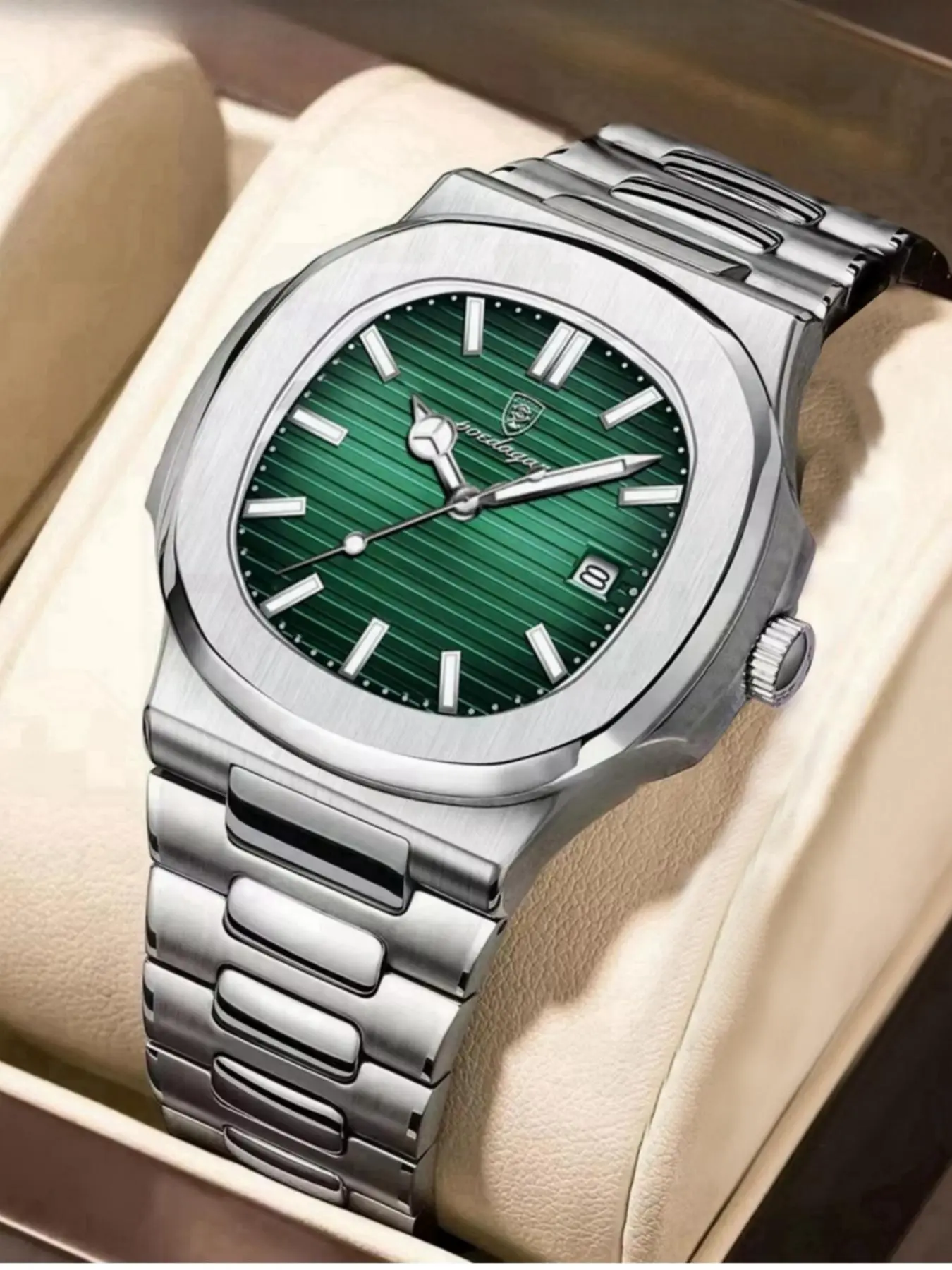 Men's Business Fashion Square Dial Analog Quartz Wristwatch, with Luminous Hands & Date Function, 30m Waterproof, Stainless Steel Band, Stylish Business Timepiece, Business Fashion Watches, Analog Wristwatches