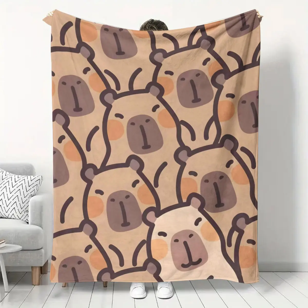 Water Buffalo Print Flannel Blanket, Warm and Soft Throw Blanket for Bed, Sofa, Office, Camping, Travel, Home Decor, Holiday Gift