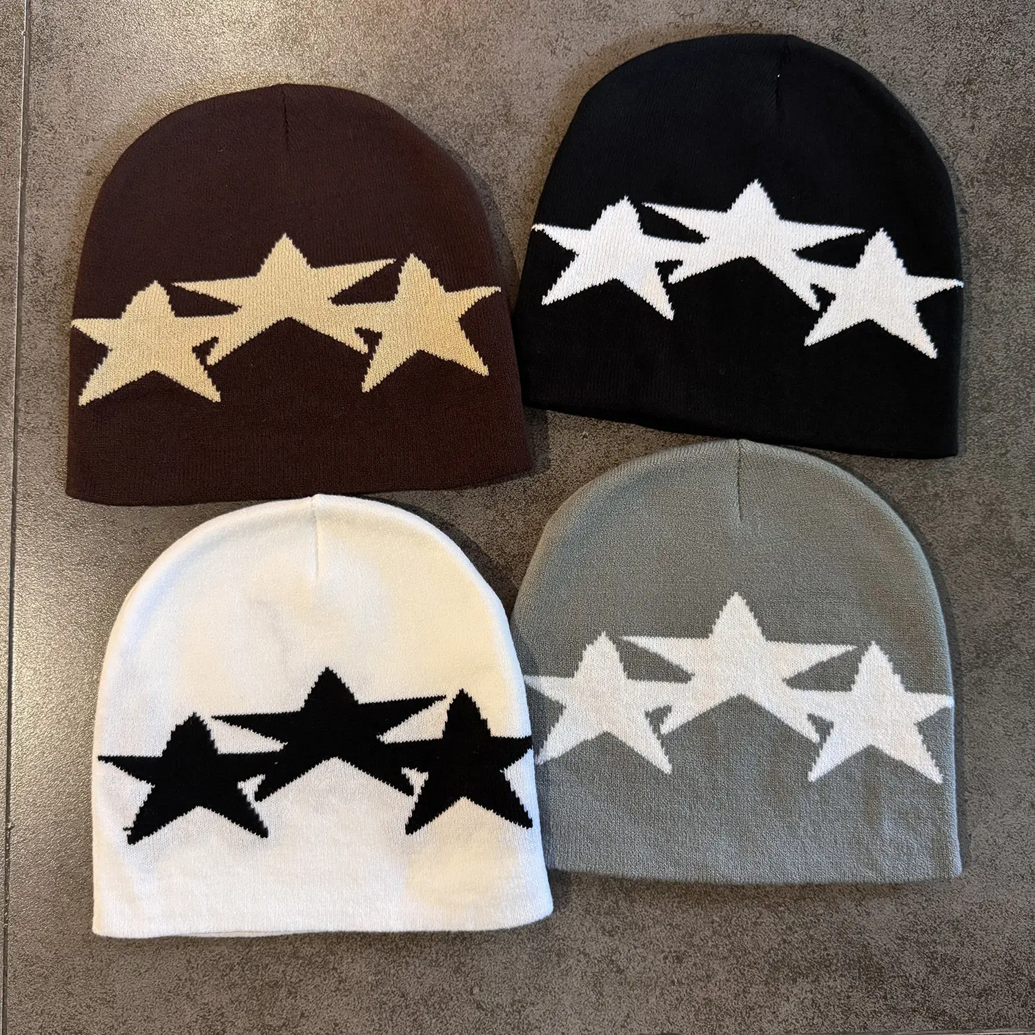 Fashion Beanie Cap for Women Men Trendy Going Out Hat Luxury Vibe Star Print Plain Knit Hat Retro Casual Aesthetic Headwear Stylish Matching Warm Hat