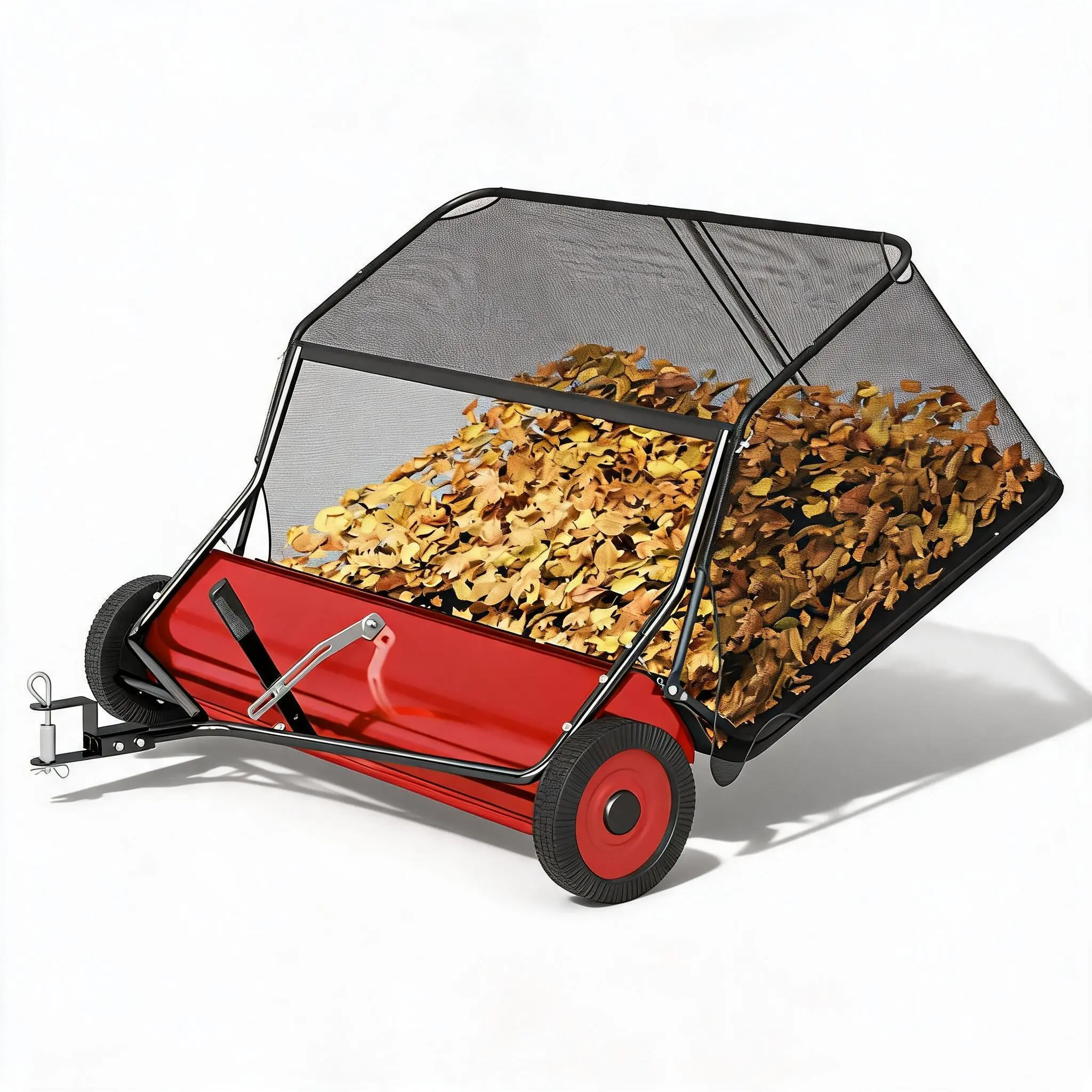 Garvee 52"/50"/48"/44"/42" Tow Behind Lawn Sweeper, 26 Cu. Ft Large Hopper Heavy Duty Yard Sweeper, Leaf & Grass Collector with Adjustable Sweeping Height for Garden Lawn Farm