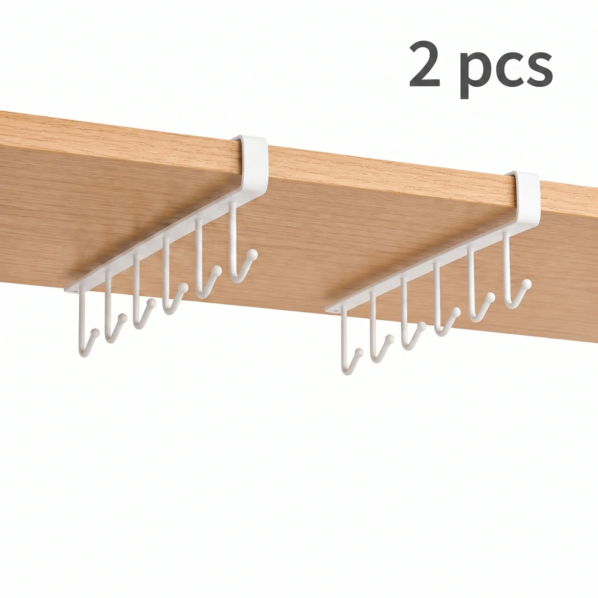 2 PCS No-Drill Multifunctional Kitchen Utensil Hanging Rack - Wall-Mount Damage-Free Space Saver Hooks & Rails, Easy Installation Hangers for Pot/Spoon Storage, Clutter-Free Kitchen Organizing