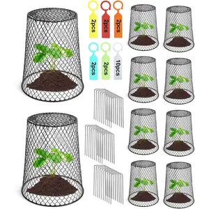 10 Pcs 6.8"×7.4" (Multiple Sizes/Quantities Available) Seedling Plant Protectors from Animals, Chicken Wire Plant Cage Garden Cloche to Protect Plants Vegetables from Rabbits Squirrels Chicken