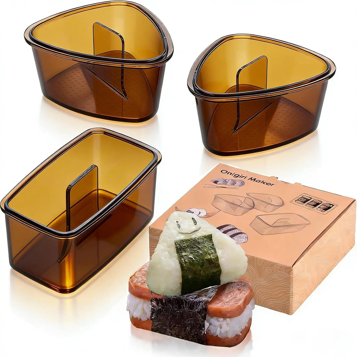 3 count Clear  Onigiri Rice Ball Mold Maker Kit, Musubi Press, Triangle Sushi Press for  Lunch Bento, Non-stick,