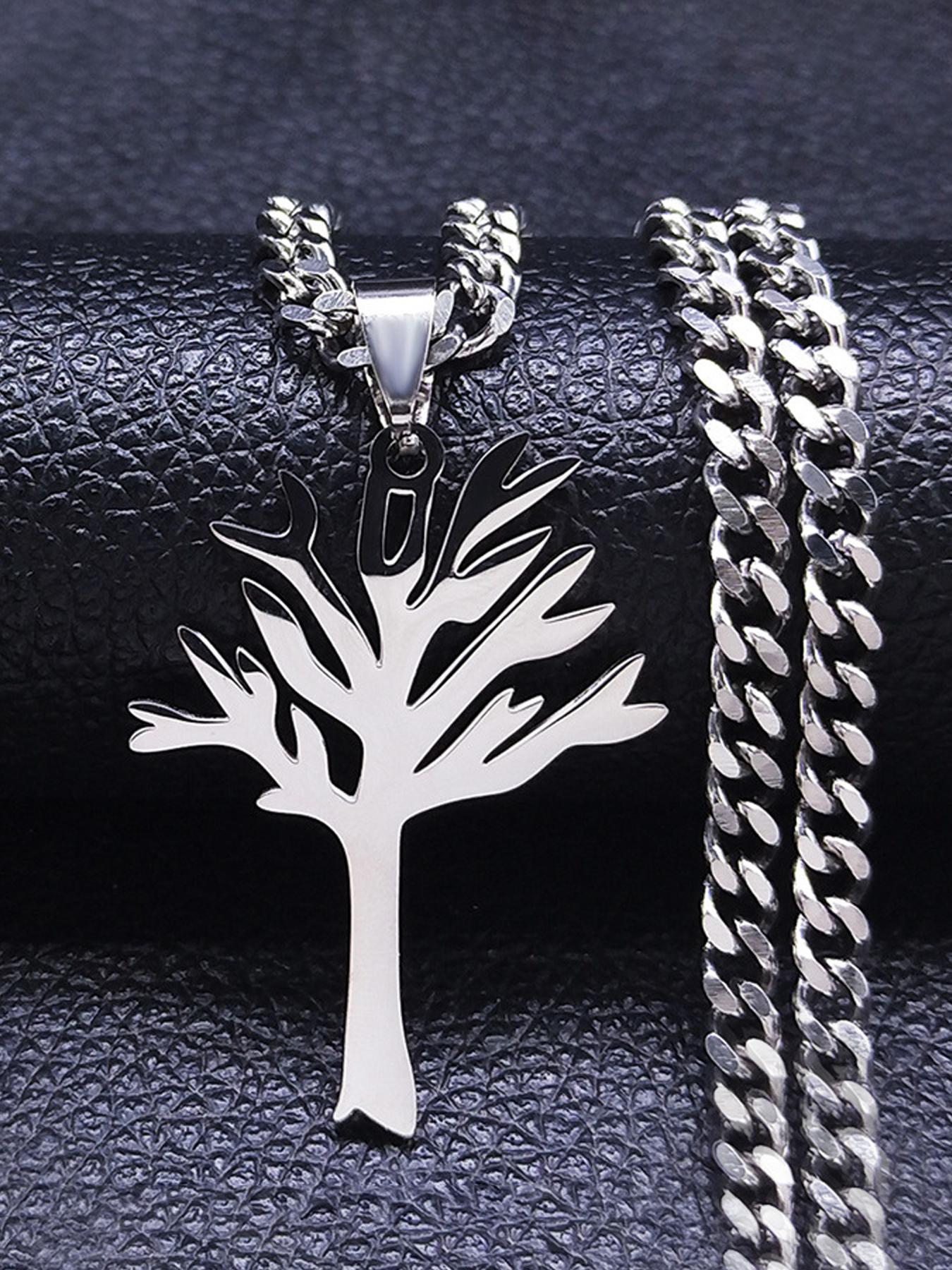 Tree Of Life Design Pendant Necklace, Gothic Stainless Steel Jewelry for Party, Daily Decor, Trendy All-match & Exquisite Jewelry for Birthday Gift
