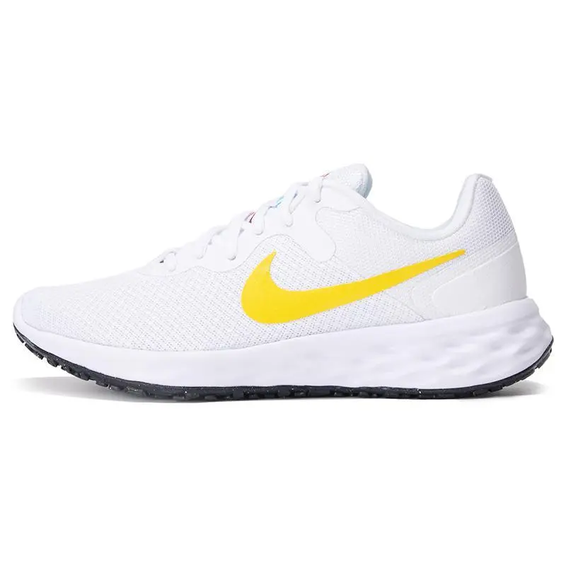 Nike Revolution 6 Next Nature Women's Low-Top Comfort Running Shoes in White and Yellow Verifiable, with credentials and supporting global authentication
