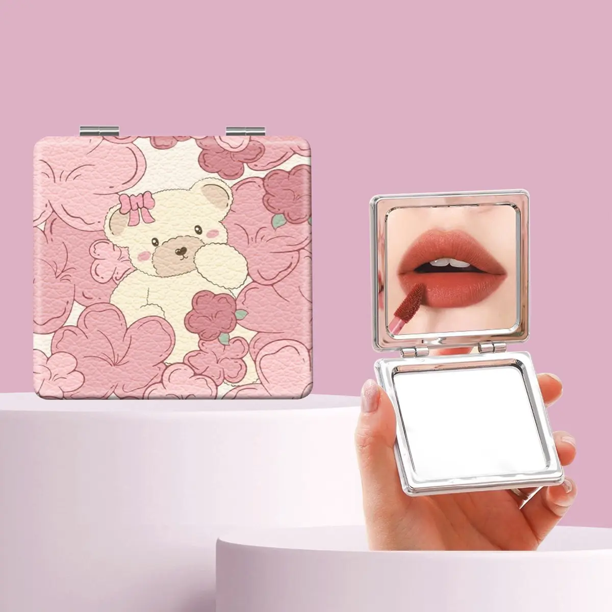 Cute Bear Makeup Mirror, Foldable Mini Handheld Mirror, Perfect Gift for All Occasions, Ideal for Sisters, Friends, Girls, Weddings